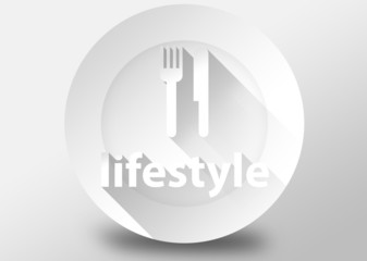 Lifestyle concept with plate knife and fork 3d