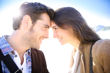 Sweet couple looking at each other's eyes