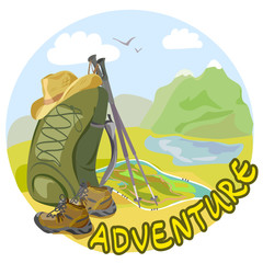 trekking outfit in a mountain landscape