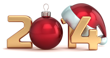 Happy New Year 2014 Santa hat Christmas ball decoration