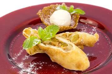 strudel with ice cream