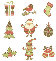 Christmas retro icon set