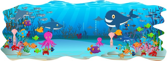Sea life cartoon background