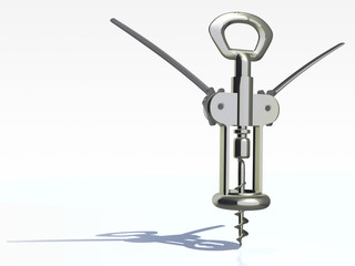 corkscrew for wine with shadow