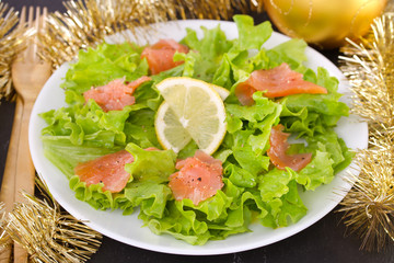 salad with salted salmon and lemon