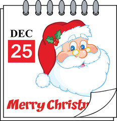 Christmas Holiday Calendar With Classic Santa Claus Head