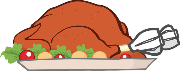 Roasted Turkey. Illustration Isolated on white