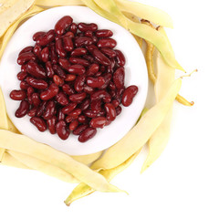 Composition of yellow pods and red beans