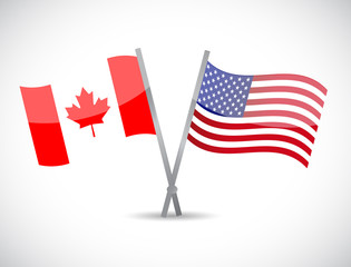 canada and us partnership concept illustration