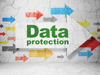 Protection concept: arrow whis Data Protection on grunge wall