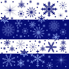 strip blue background with snowflakes