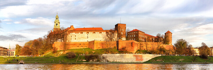 Obrazy na Szkle  Panorama zamku na Wawelu w Krakowie, Polska