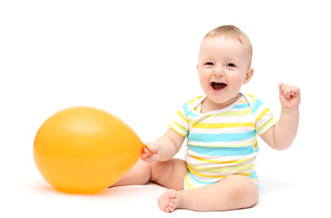 Fototapeta na wymiar Happy baby with balloon