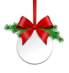 Schild mit Schleife und Tannenzweig