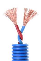 Electrical cable on isolated white background