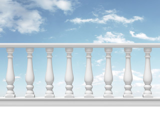 white balustrade with pillar on sky background