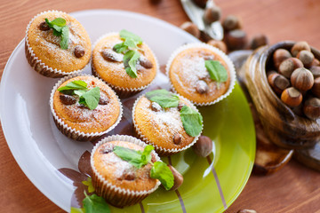 sweet curd cupcakes with hazelnuts