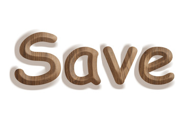 Business concept:  wooden word save  on white background