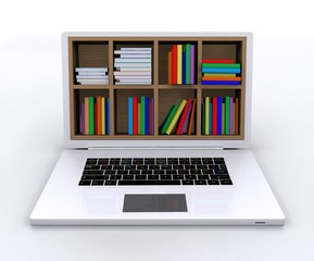 Digital library - books inside computer - 58046334