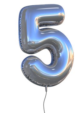 Number 5 Balloon 3d Illustration