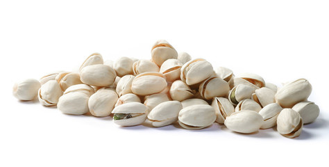 Pistachios on a white background