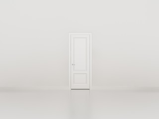door on white wall ,3d