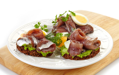 sandwiches with anchovies and egg