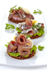 canapes with anchovies and egg