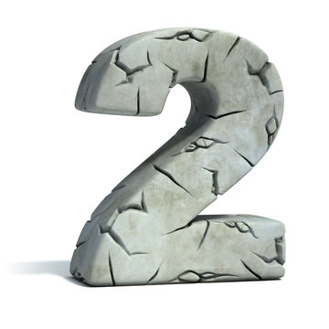 Number 2 Cracked Stone 3d Font