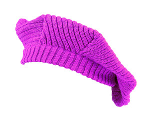 Violet wool beret.