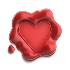 wax seal heart 3d illustration