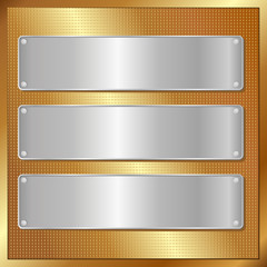golden panel with silver banners