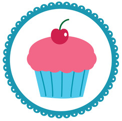 Cupcake in a Scalloped Circle