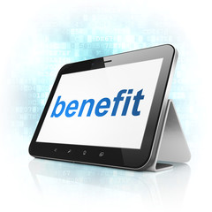 Finance concept: Benefit on tablet pc computer
