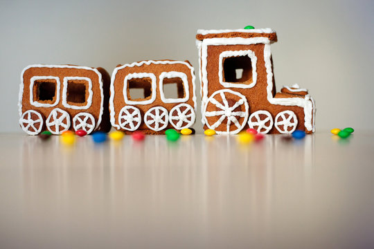 Christmas train made of gingerbread