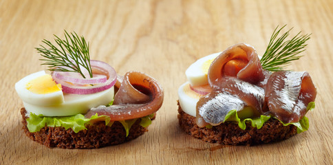 sandwiches with anchovies and egg