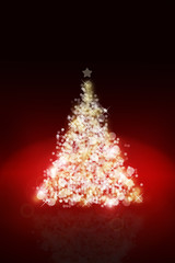 Christmas tree background with defocused lights