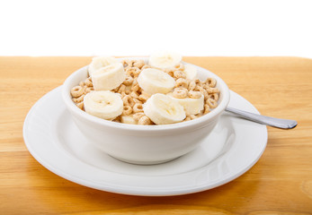Sliced Bananas on Toasted Oat Cereal