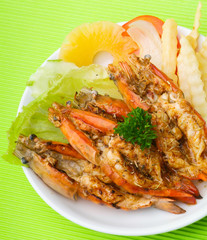 grilled shrimps on background