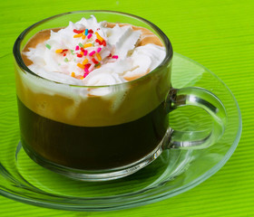 cup of coffee on background