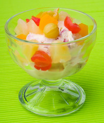 Ice cream with dressing close up