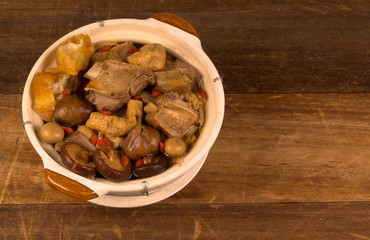 ba kut teh. Malaysian stew of pork and herbal soup,