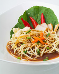 Noodle. Curry Noodle on the background