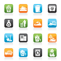 Garbage and rubbish icons - vector icon set