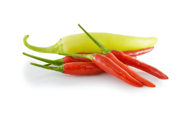 hot chili peppers isolated on a white background.