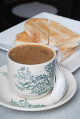 Classical breakfast. Coffee and toasts