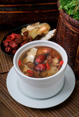Chicken and herb soup, Chinese food style.