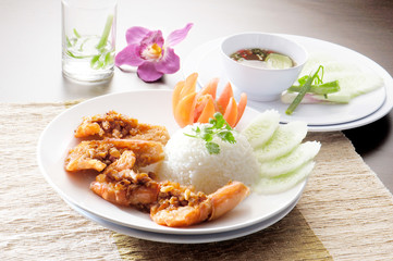 shrimp with rice asia food
