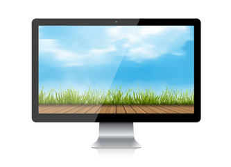 Computer Monitor with landscape on screen