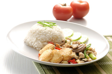 Tofu and mince on rice. Chinese cuisine
